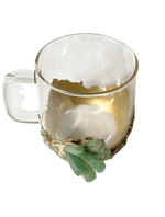 Green Quartz Glass Coffee Mug with Handle - Set of 2