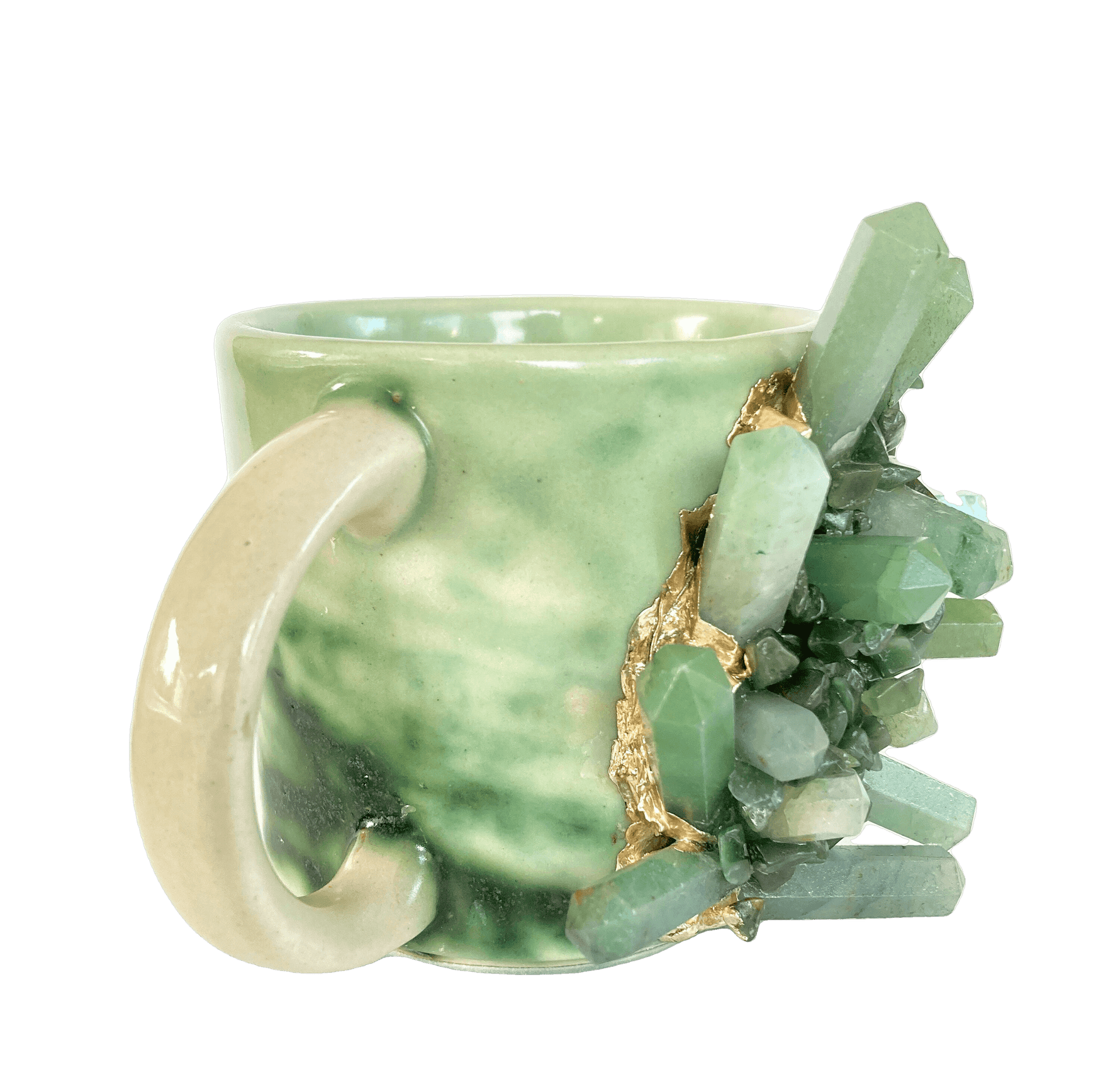 Green Quartz Marbled Ceramic Coffee Mug - Set of 2