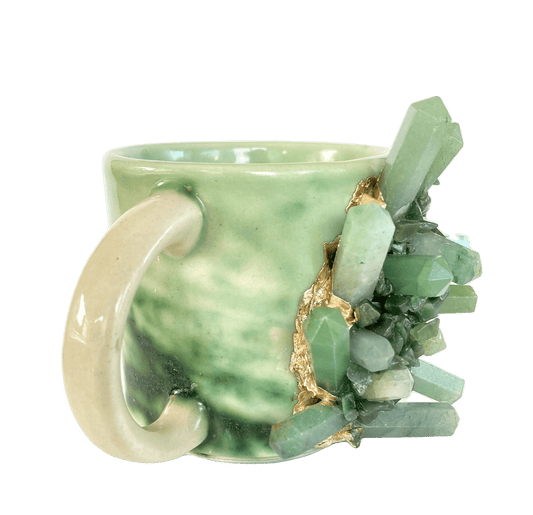 Green Quartz Marbled Ceramic Coffee Mug - Set of 2 - MAIA HOMES
