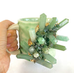 Green Quartz Marbled Ceramic Coffee Mug - Set of 2