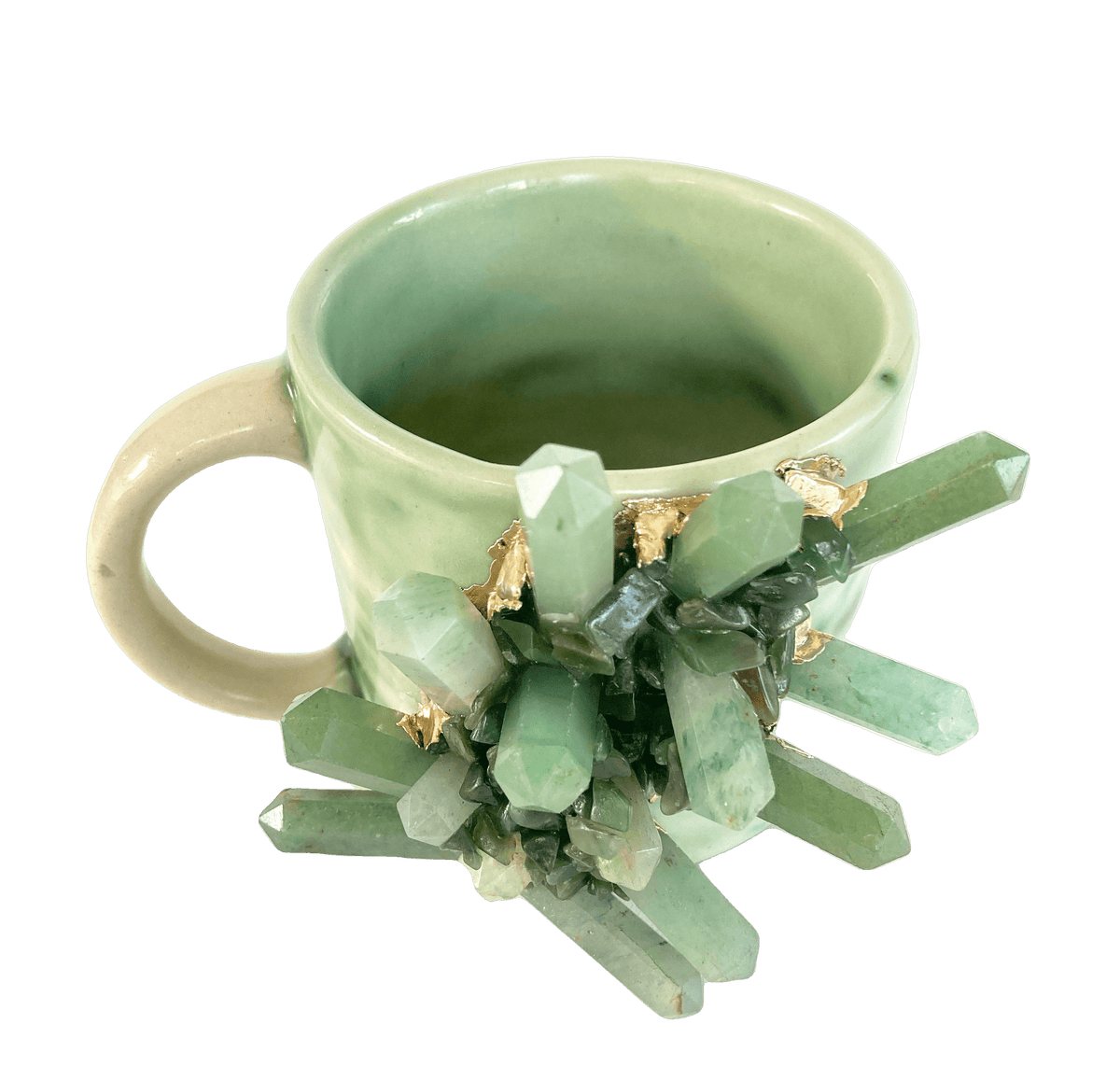 Green Quartz Marbled Ceramic Coffee Mug - Set of 2