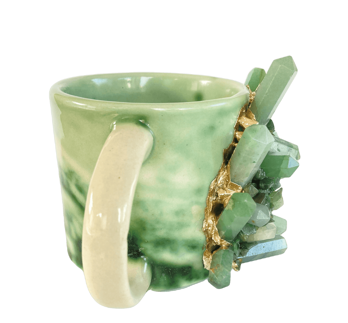 Green Quartz Marbled Ceramic Coffee Mug - Set of 2