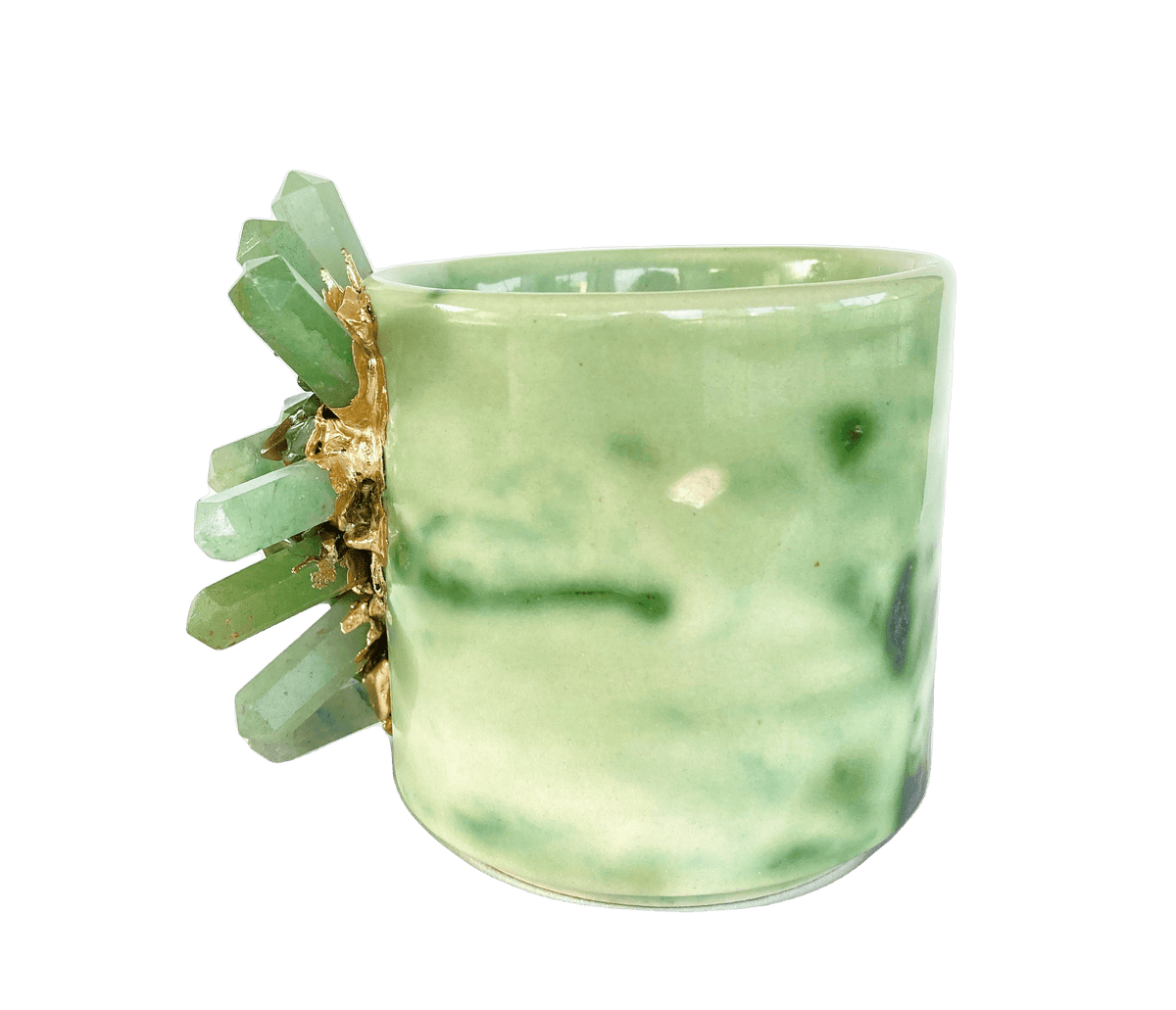 Green Quartz Marbled Ceramic Coffee Mug - Set of 2