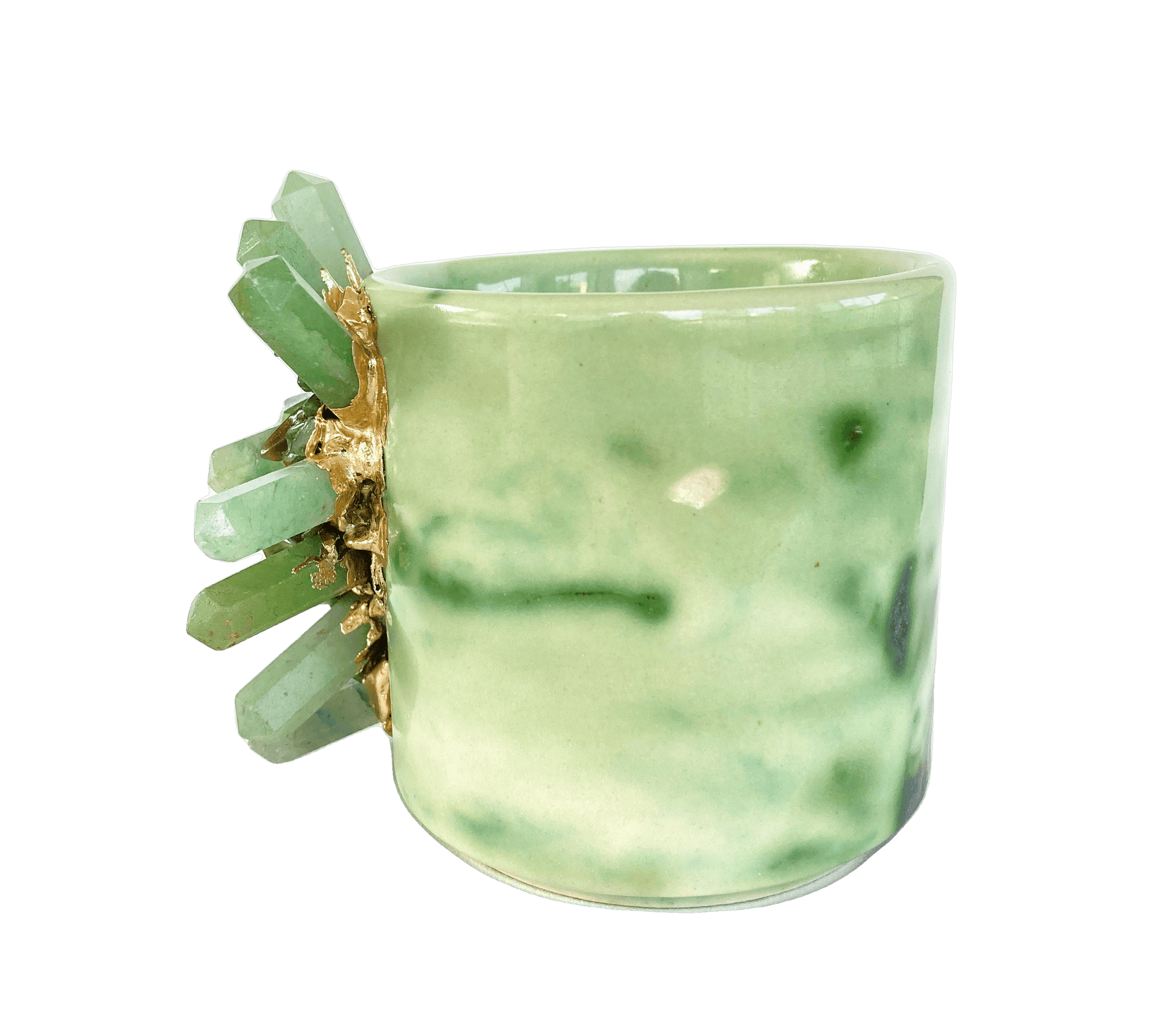 Green Quartz Marbled Ceramic Coffee Mug - Set of 2