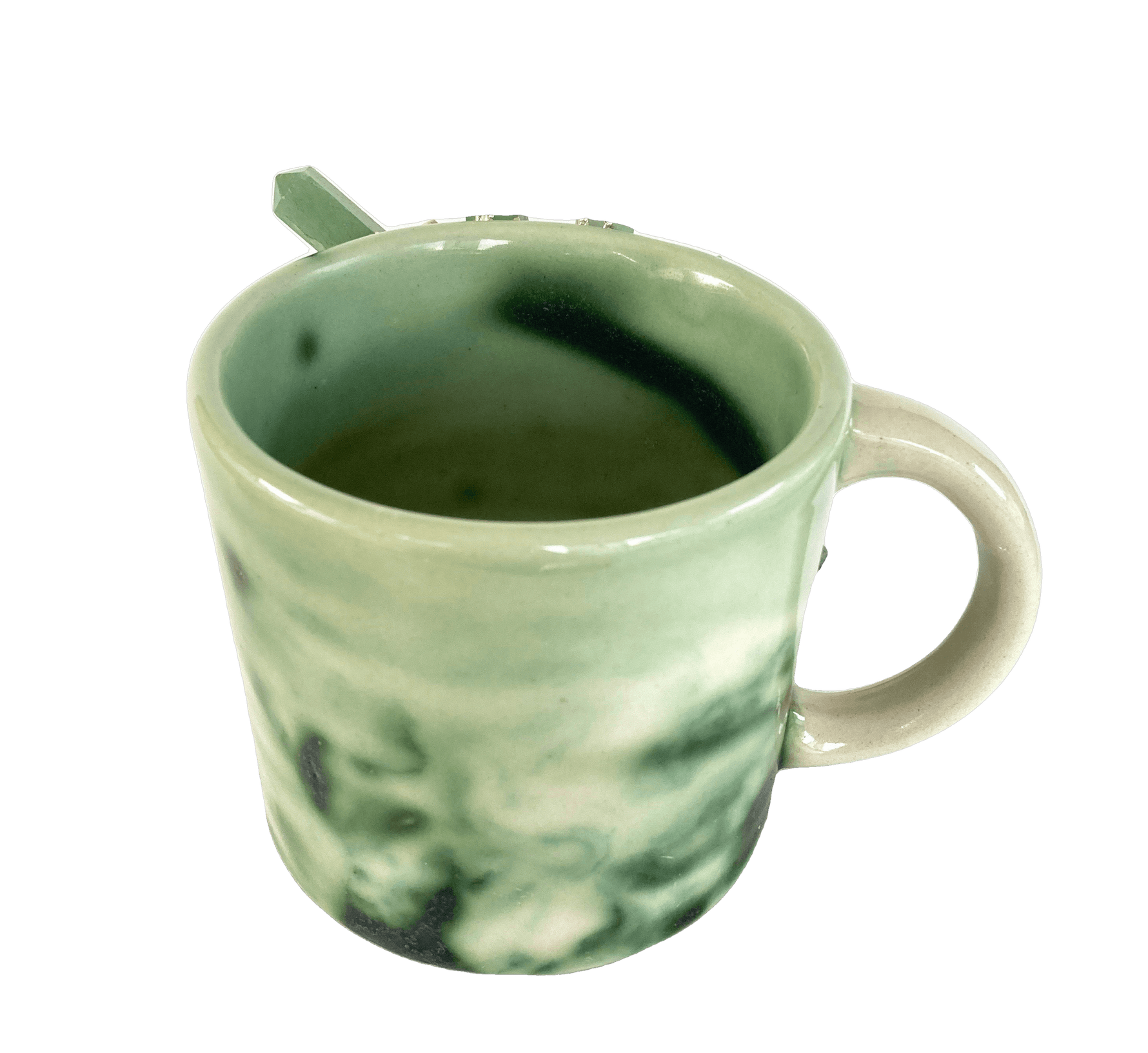 Green Quartz Marbled Ceramic Coffee Mug - Set of 2