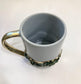 Green Quartz Marbled Gray Ceramic Coffee Mug with Gold Handle - Set of 2 - MAIA HOMES