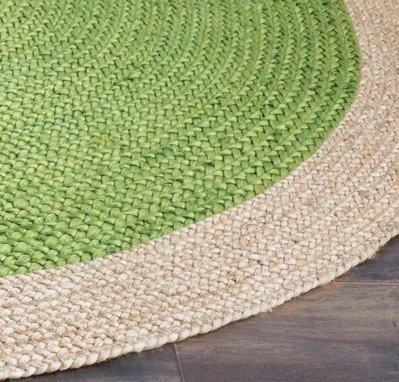 Green Round Jute Rug