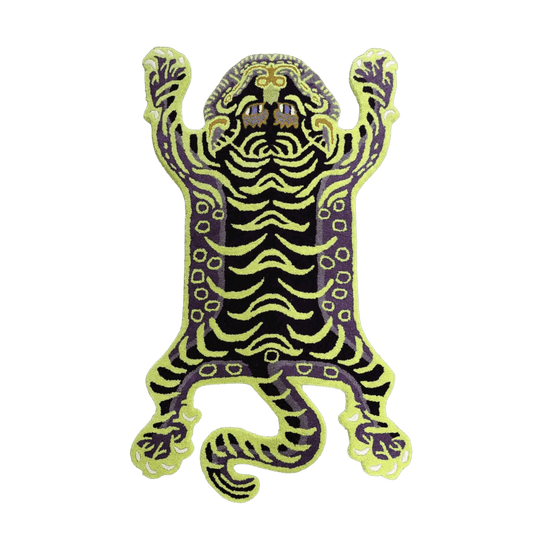 Green Tibetan Tiger Accent Hand Tufted Wool Rug - MAIA HOMES