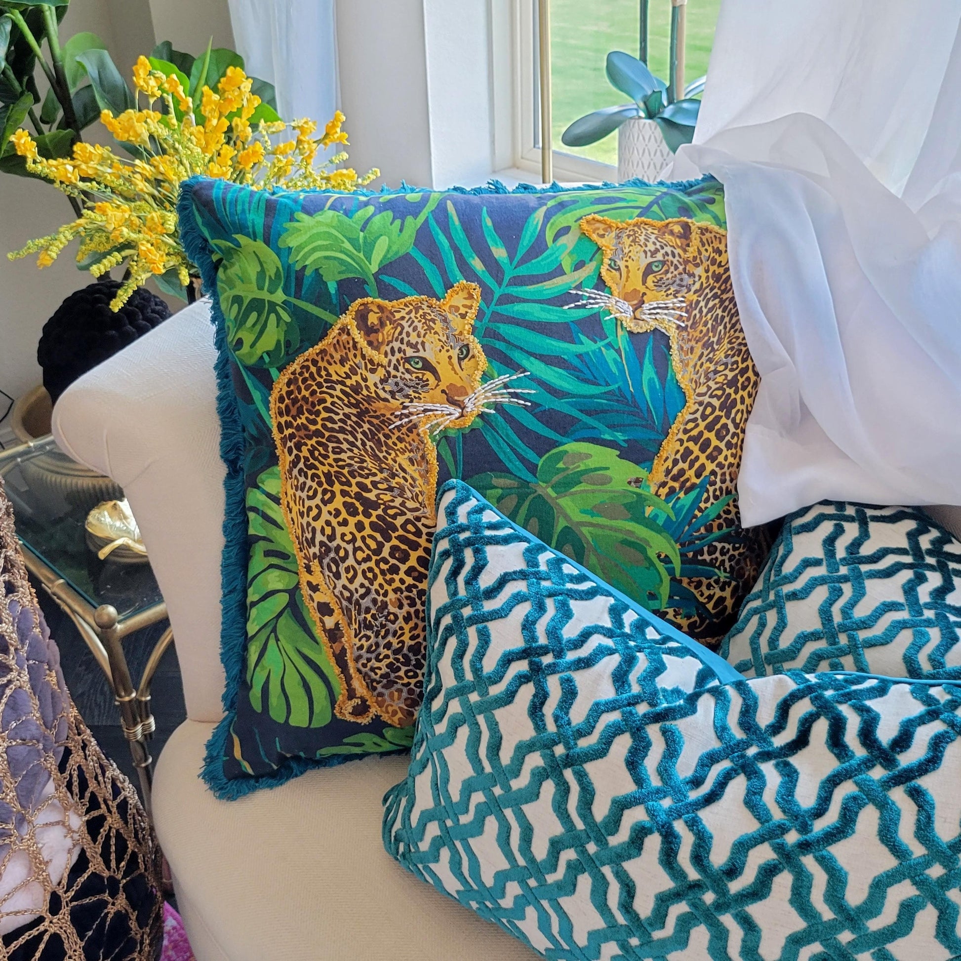 Greenery and Tigers Pillow - MAIA HOMES