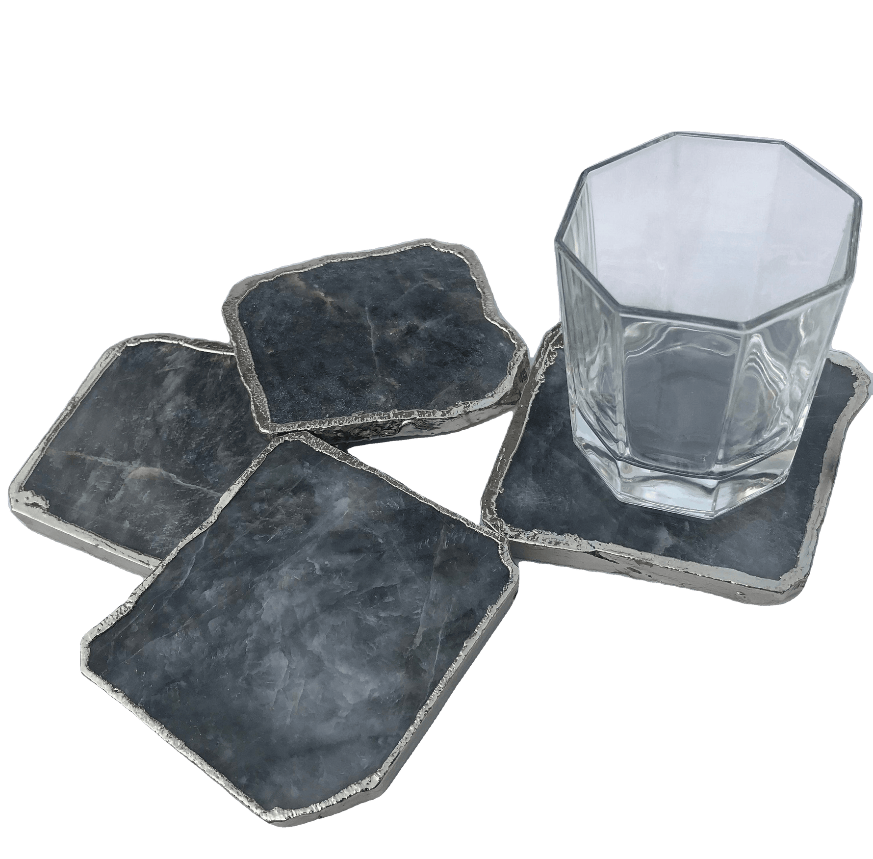 Grey Agate Quartz Coaster Set of 4