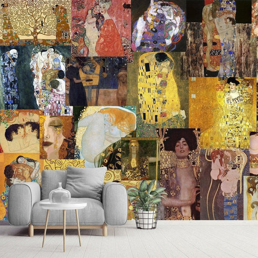 Gustav Klimt Art Collage Wall Mural - MAIA HOMES