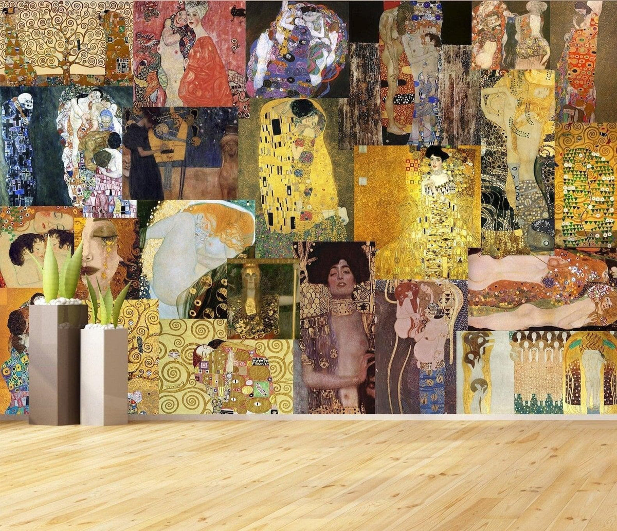 Gustav Klimt Art Collage Wall Mural