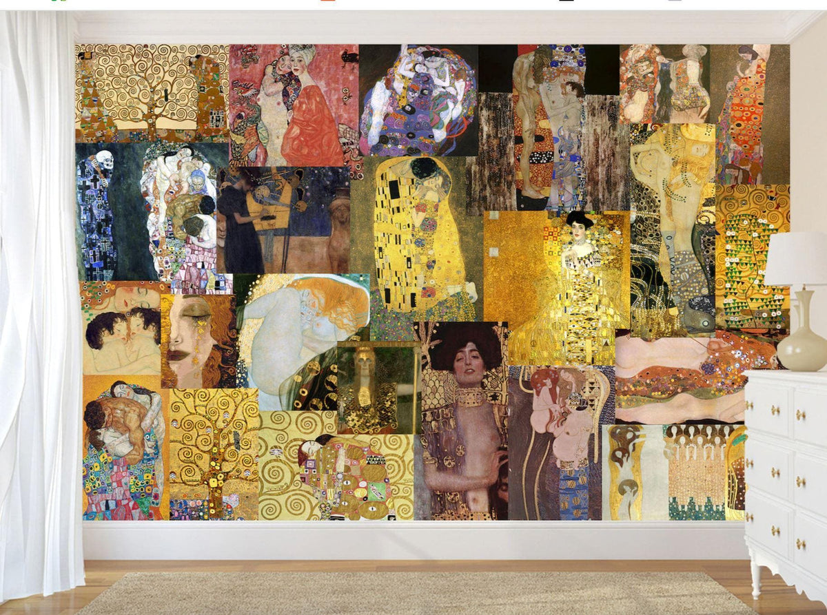 Gustav Klimt Art Collage Wall Mural