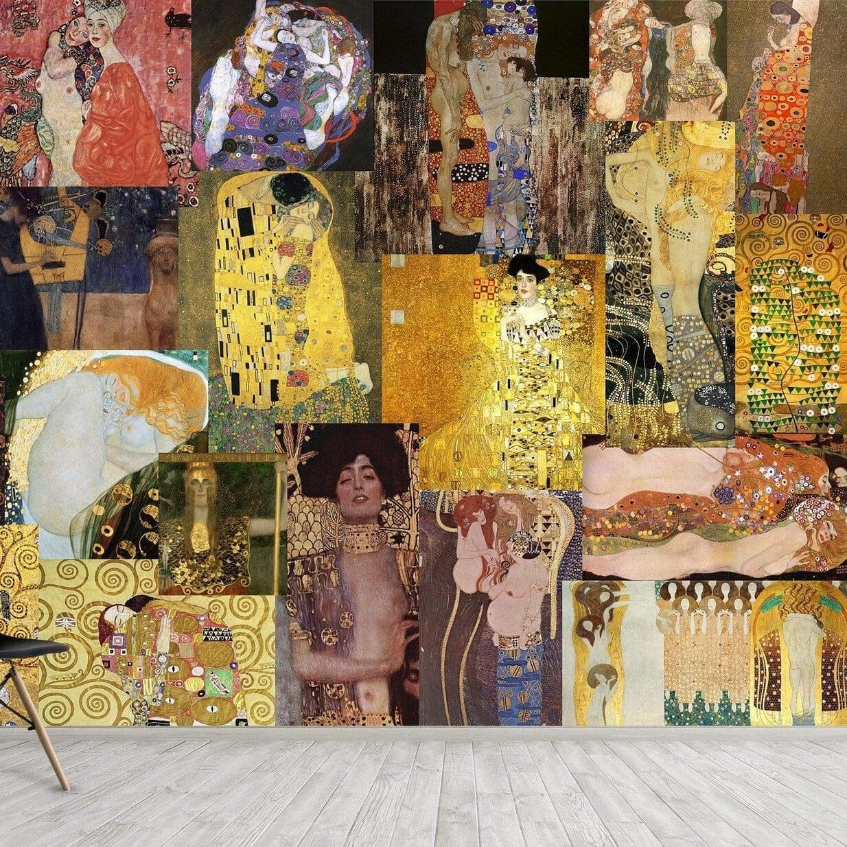 Gustav Klimt Art Collage Wall Mural