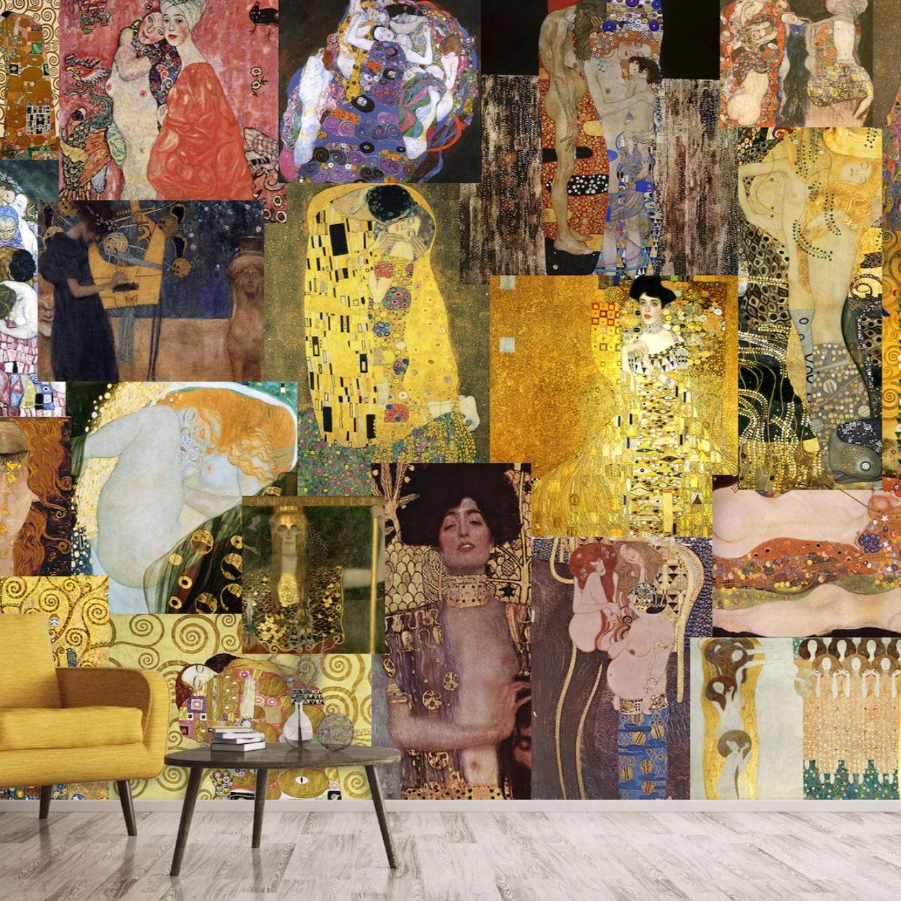 Gustav Klimt Art Collage Wall Mural