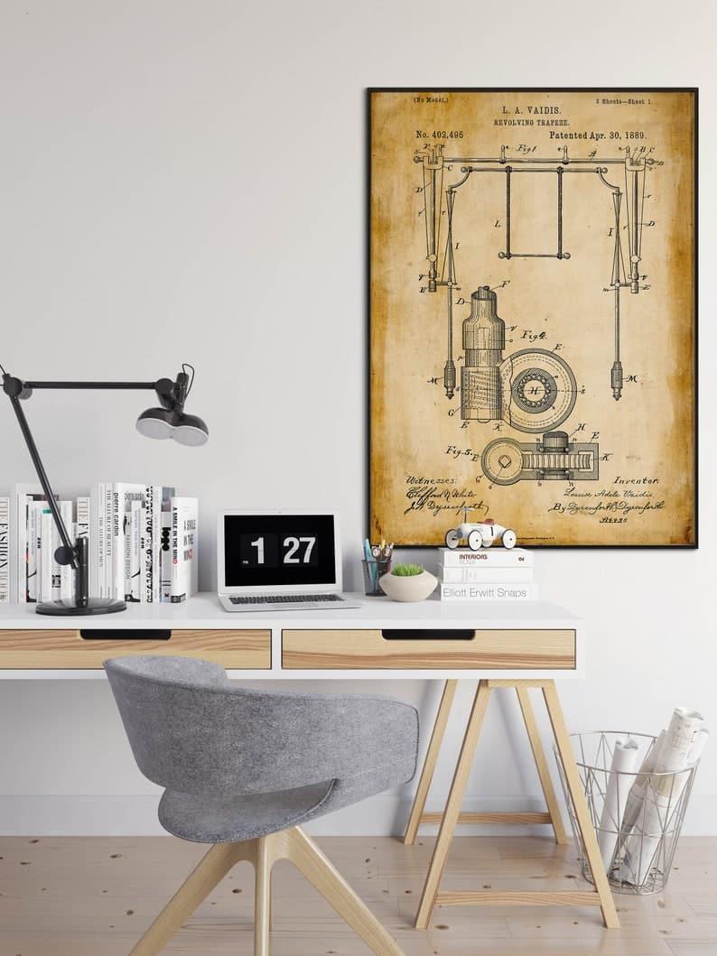 Gymnastics Patent Print| Framed Art Print