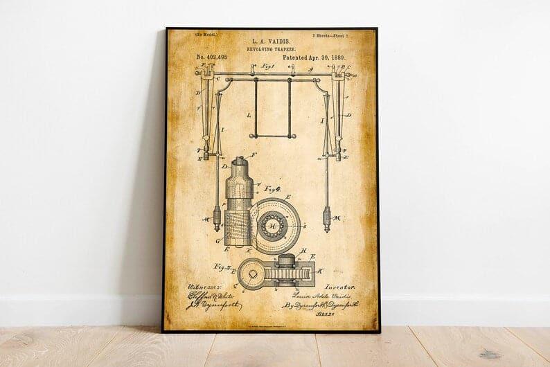 Gymnastics Patent Print| Framed Art Print