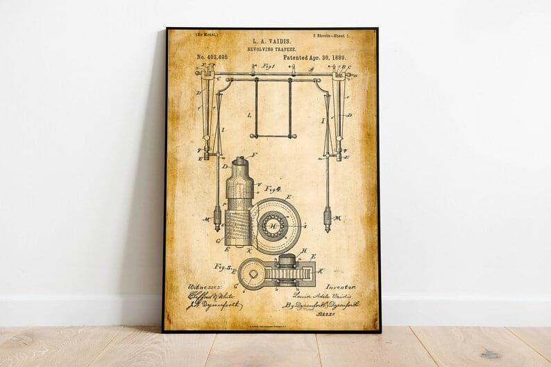 Gymnastics Patent Print| Framed Art Print - MAIA HOMES