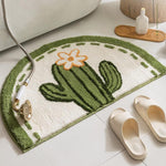 Half Circle Green Cactus Bathroom Mat