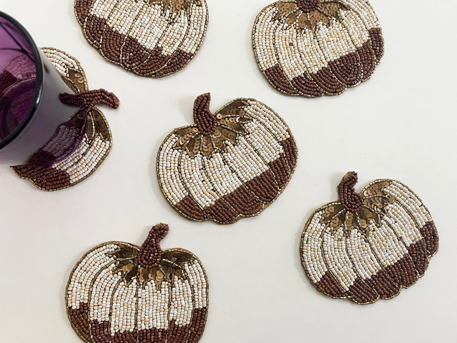 Halloween Pumpkin Beaded Coasters Default Title