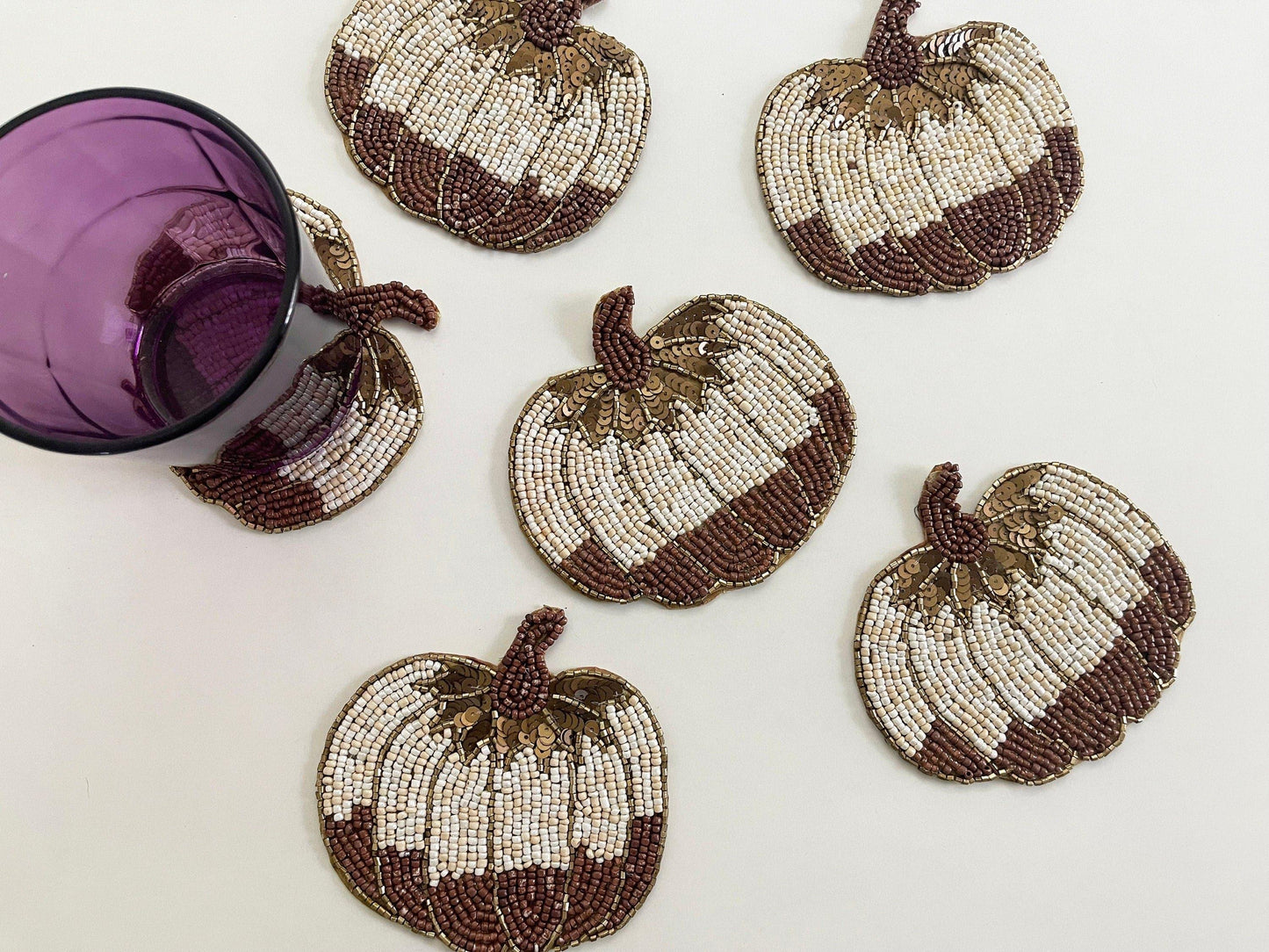 Halloween Pumpkin Beaded Coasters - MAIA HOMES