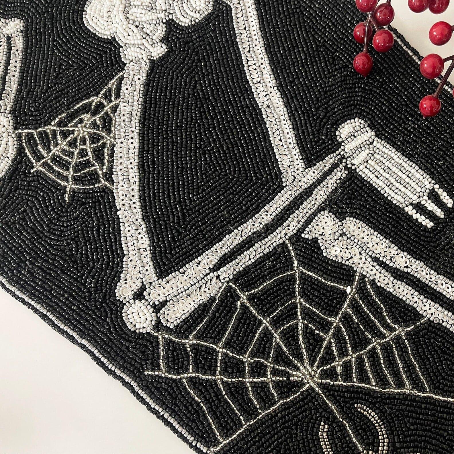 Halloween Skeleton Beaded Table Runner