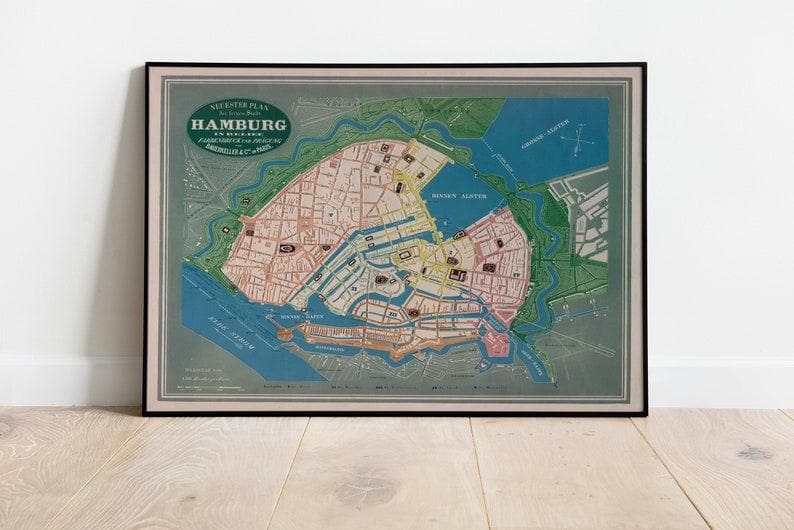 Hamburg Map Print| Art History