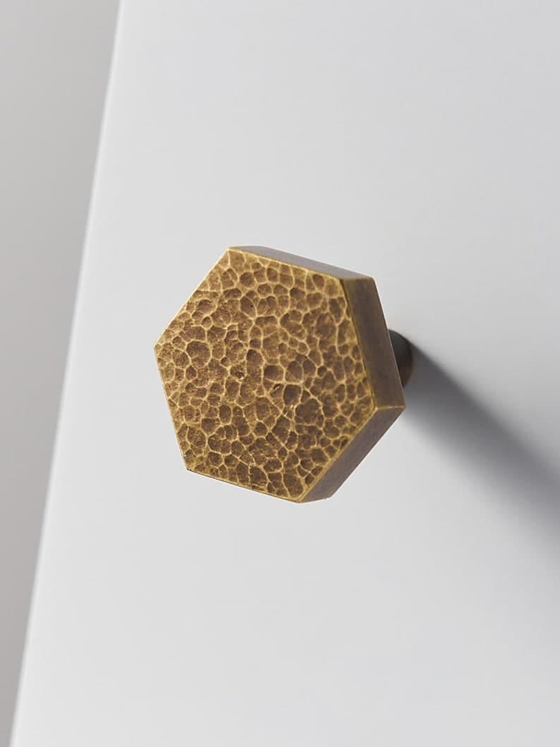 Hammered Brass Geometric Cabinet Drawer Knob