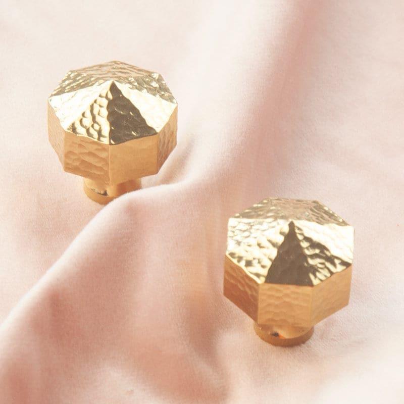 Hammered Brass Geometric Drawer Knob Default Title