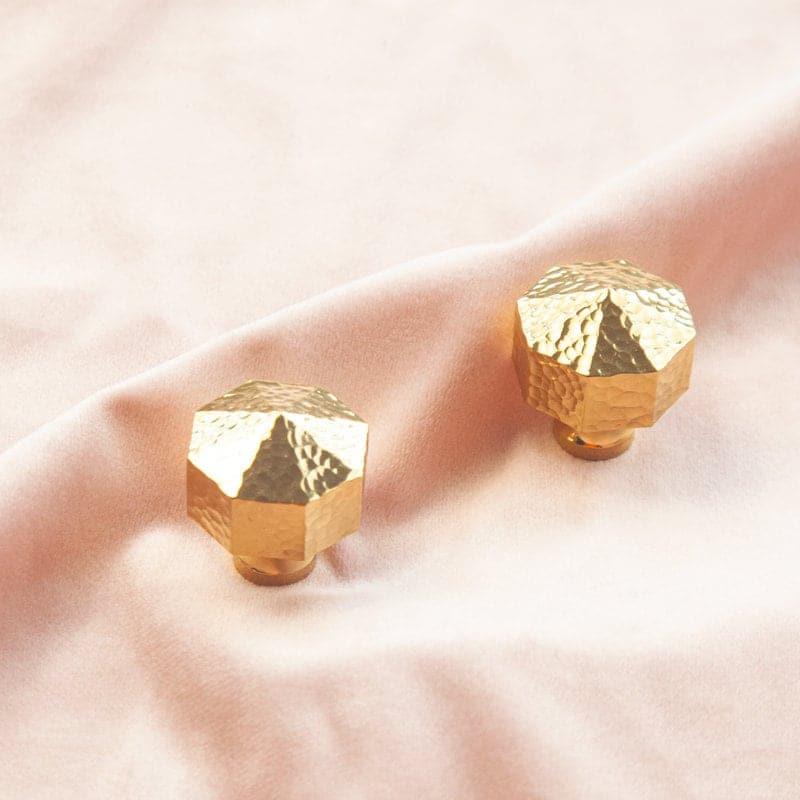 Hammered Brass Geometric Drawer Knob