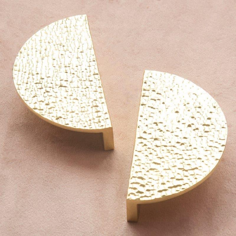 Hammered Brass Semi-Circle Half Moon Cabinet Drawer Pull - Set of 2 - MAIA HOMES