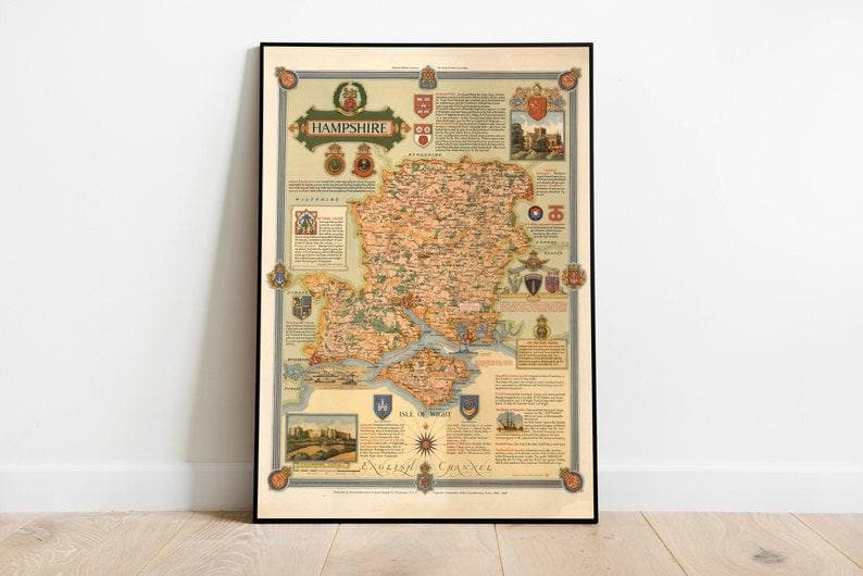 Hampshire Map Print| Art History - MAIA HOMES