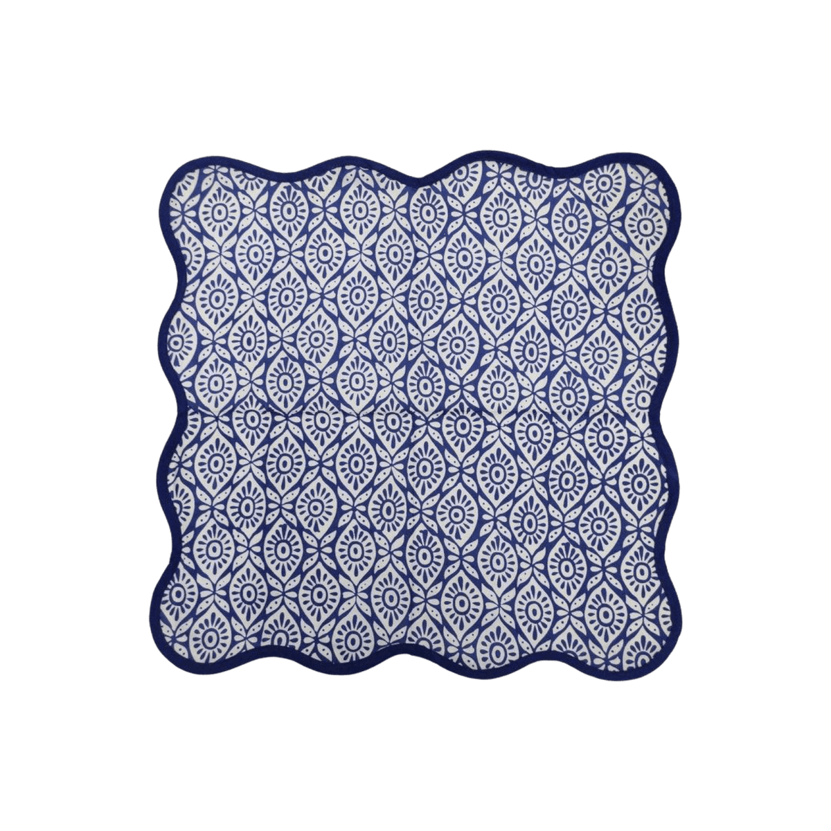 Hand Block Printed Eyelet Blue Cotton Napkin Set