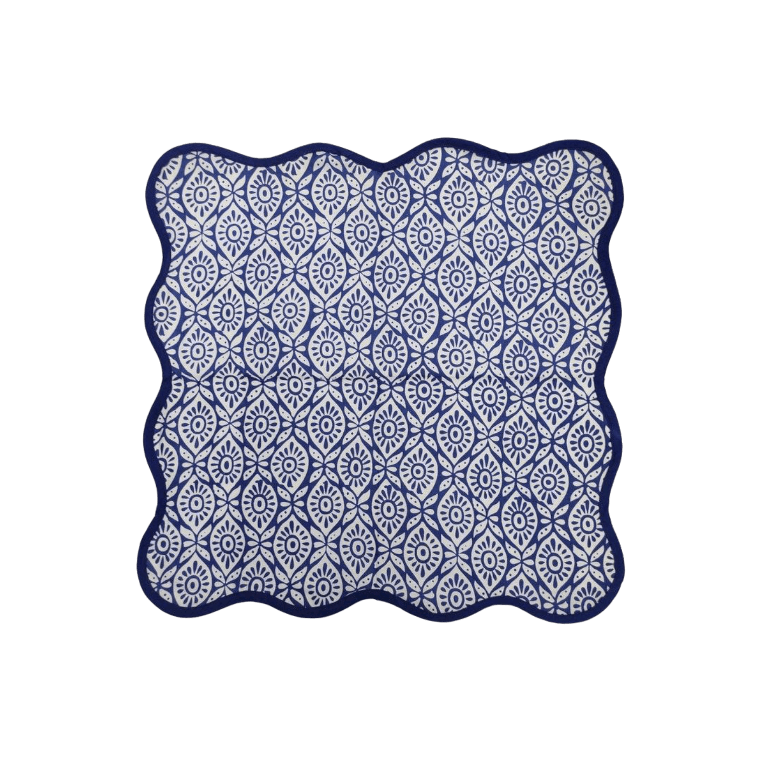 Hand Block Printed Eyelet Blue Cotton Napkin Set