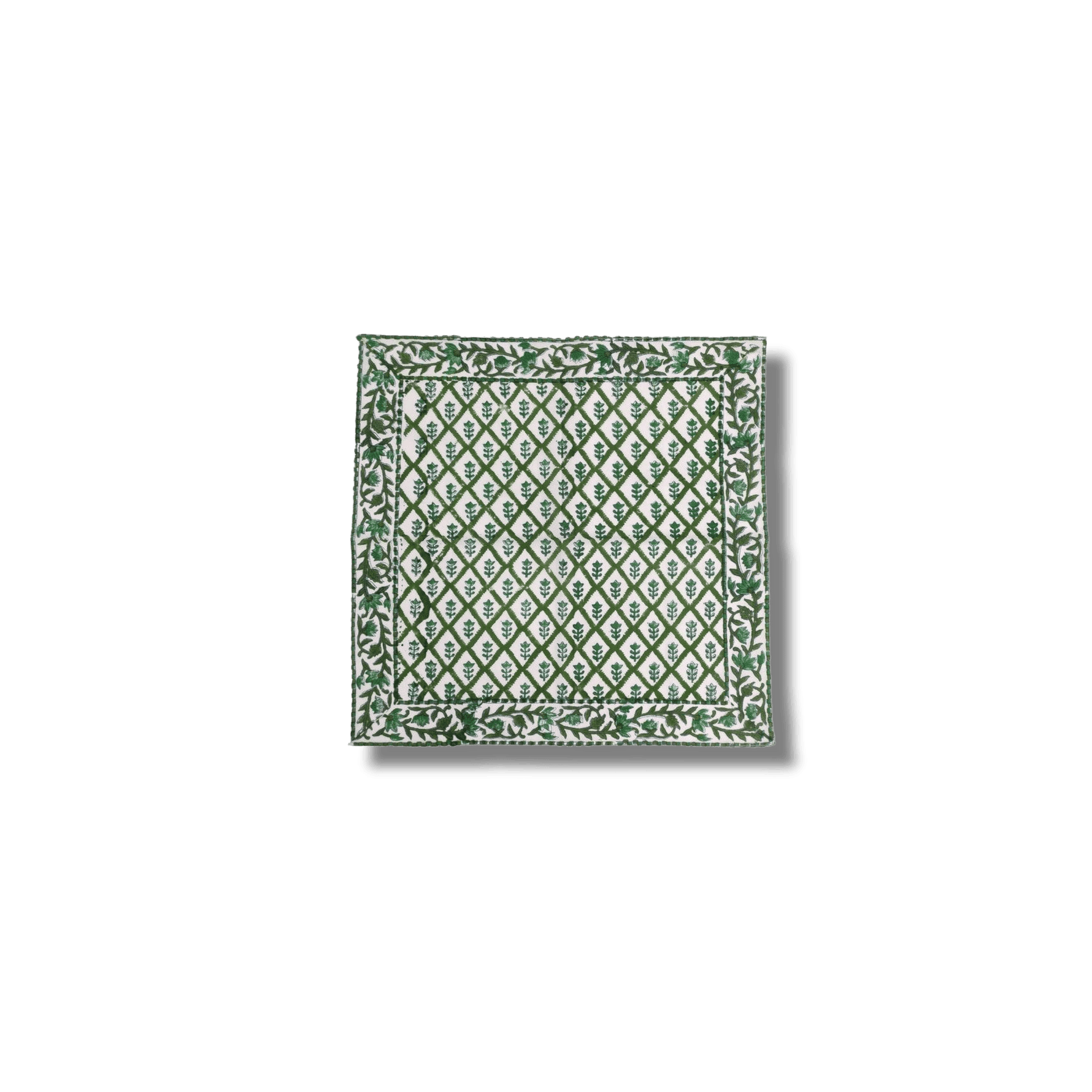 Hand Block Printed Green Trees Cotton Napkins