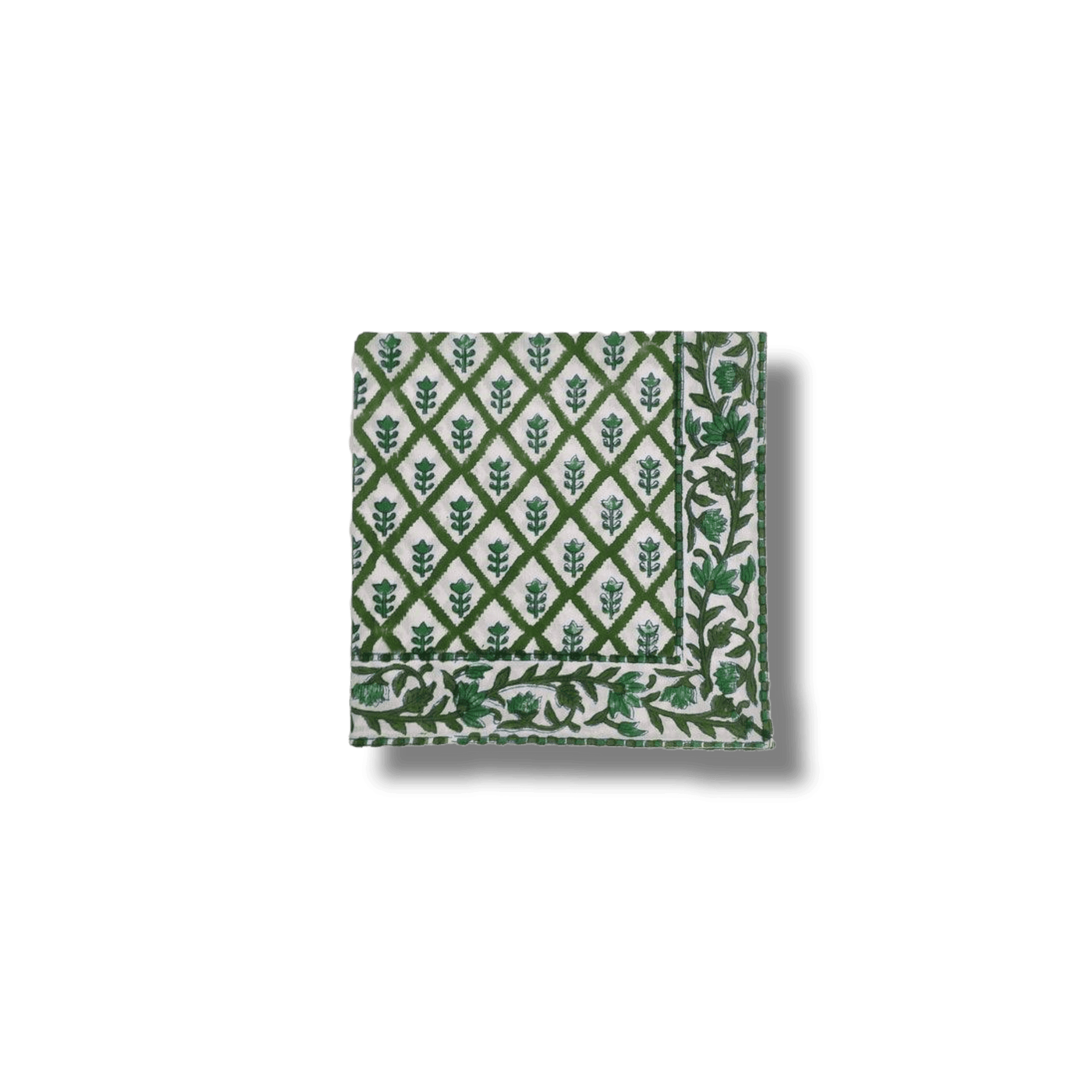 Hand Block Printed Green Trees Cotton Napkins