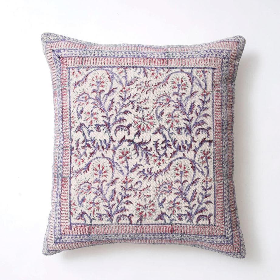 Hand Block Printed Rustic Floral Cushion Cover