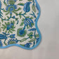 Hand Blocked Floral Motif Scalloped Cotton Placemats