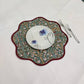 Hand Blocked Scallop Green Floral Round Placemats