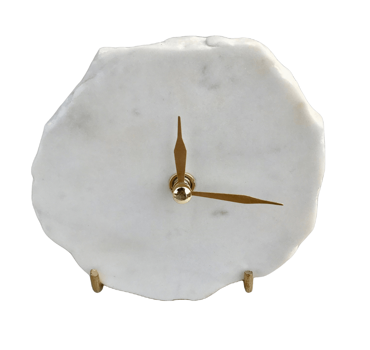 Hand Chipped Round White Marble Desk Wall Clock No