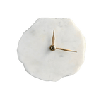 Hand Chipped Round White Marble Desk Wall Clock