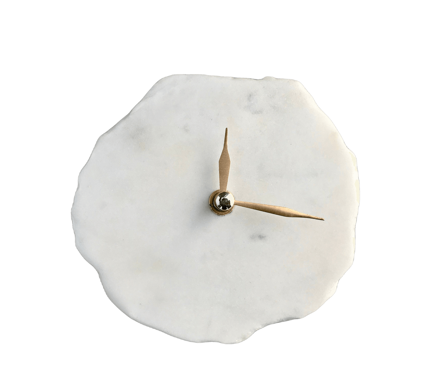 Hand Chipped Round White Marble Desk Wall Clock