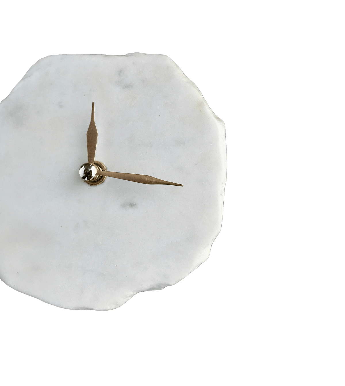 Hand Chipped Round White Marble Desk Wall Clock