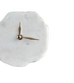 Hand Chipped Round White Marble Desk Wall Clock