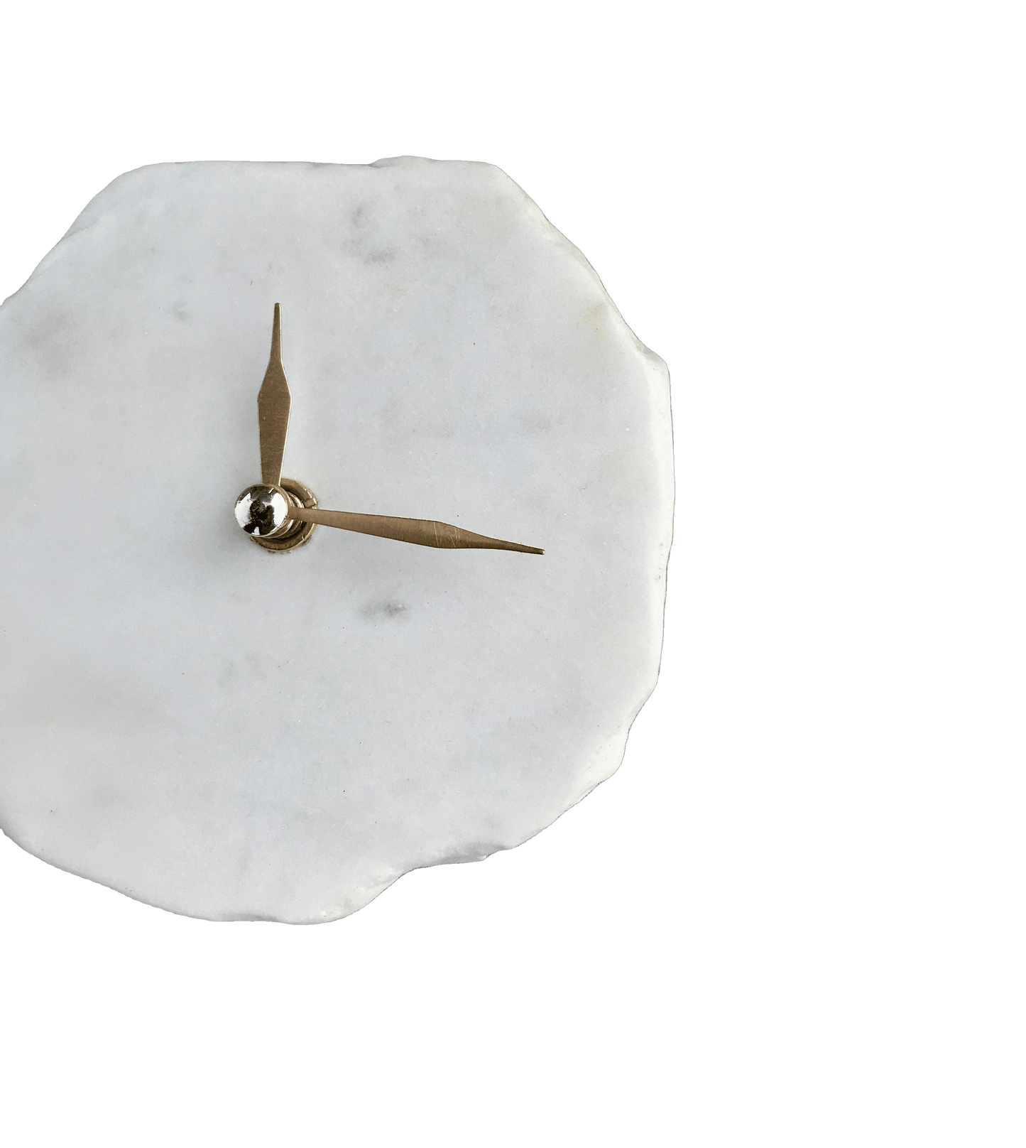 Hand Chipped Round White Marble Desk Wall Clock - MAIA HOMES