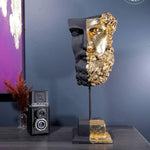 Hand Crafted Black Gold Zeus Bust Sculpture