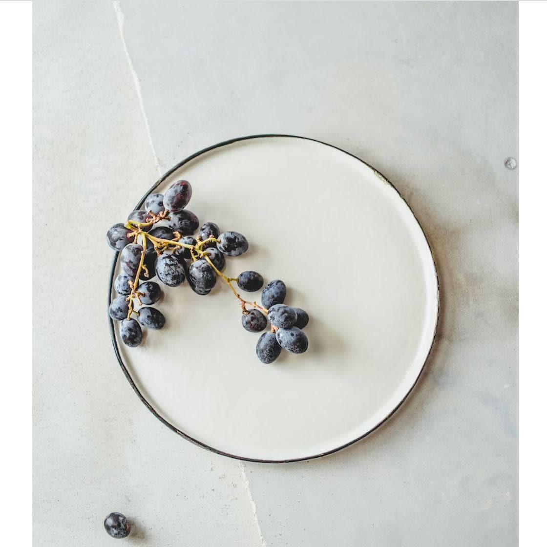 Hand Crafted Blue Ring White Porcelain Dining Plate - MAIA HOMES