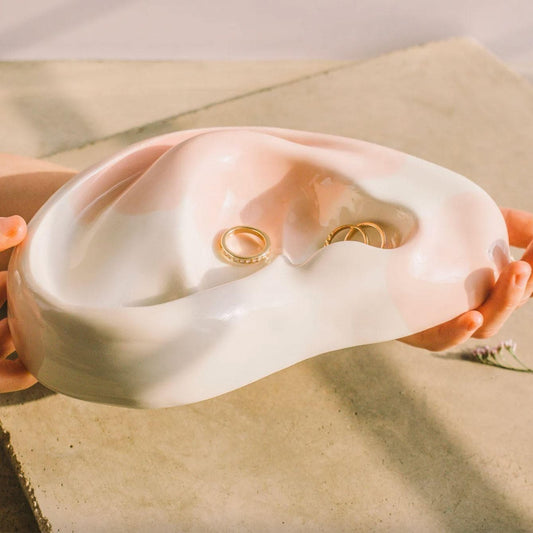 Hand Crafted Ear Shaped Porcelain Trinket Tray - MAIA HOMES