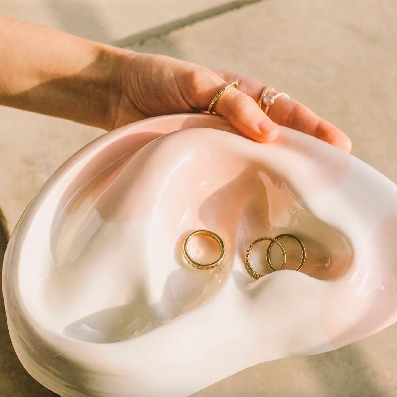 Hand Crafted Ear Shaped Porcelain Trinket Tray - MAIA HOMES