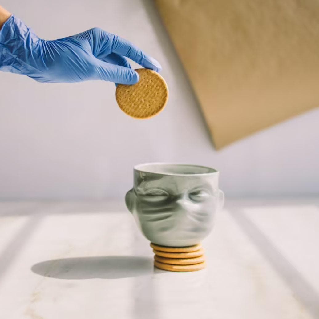 Hand Crafted Face Mask Up Porcelain Coffee Mug - MAIA HOMES